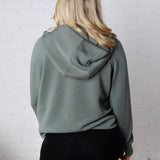 Harlen Modal Quarter Zip Hoodie Jacket - Sage Leaf