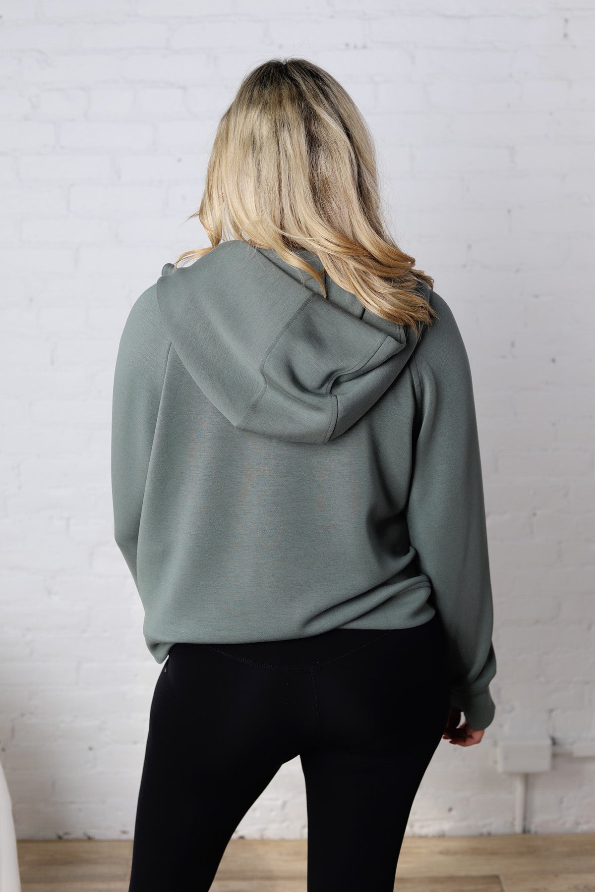 Harlen Modal Quarter Zip Hoodie Jacket - Sage Leaf