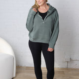 Harlen Modal Quarter Zip Hoodie Jacket - Sage Leaf