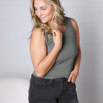 Harlie Scoop Neck Sweater Tank - Olive