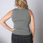 Harlie Scoop Neck Sweater Tank - Olive