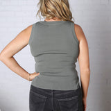 Harlie Scoop Neck Sweater Tank - Olive