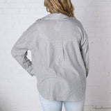 Harlow Stripe Oversized Button Down Shirt - Black