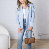 Harlow Stripe Oversized Button Down Shirt - Blue