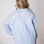 Harlow Stripe Oversized Button Down Shirt - Blue