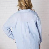 Harlow Stripe Oversized Button Down Shirt - Blue