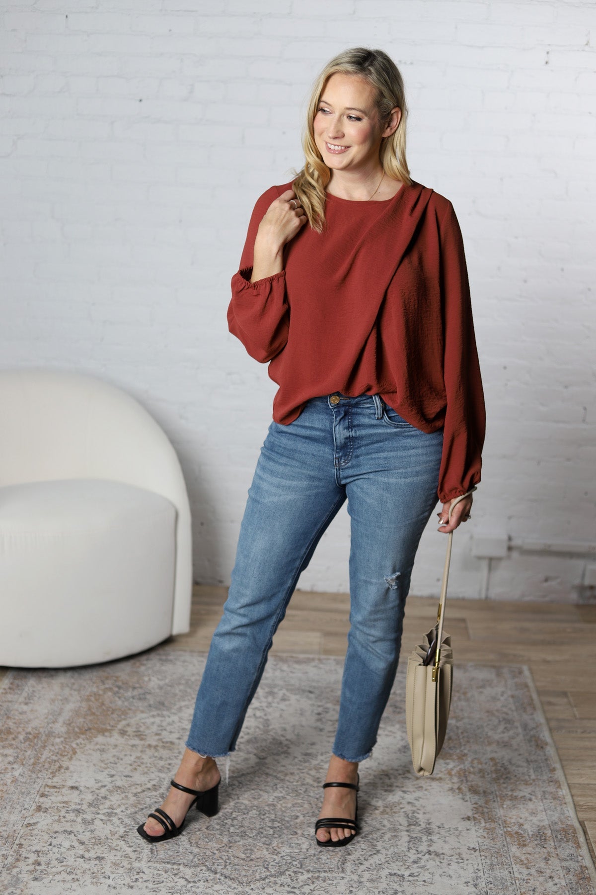 Harlowe Shoulder Shirring Detail Blouse