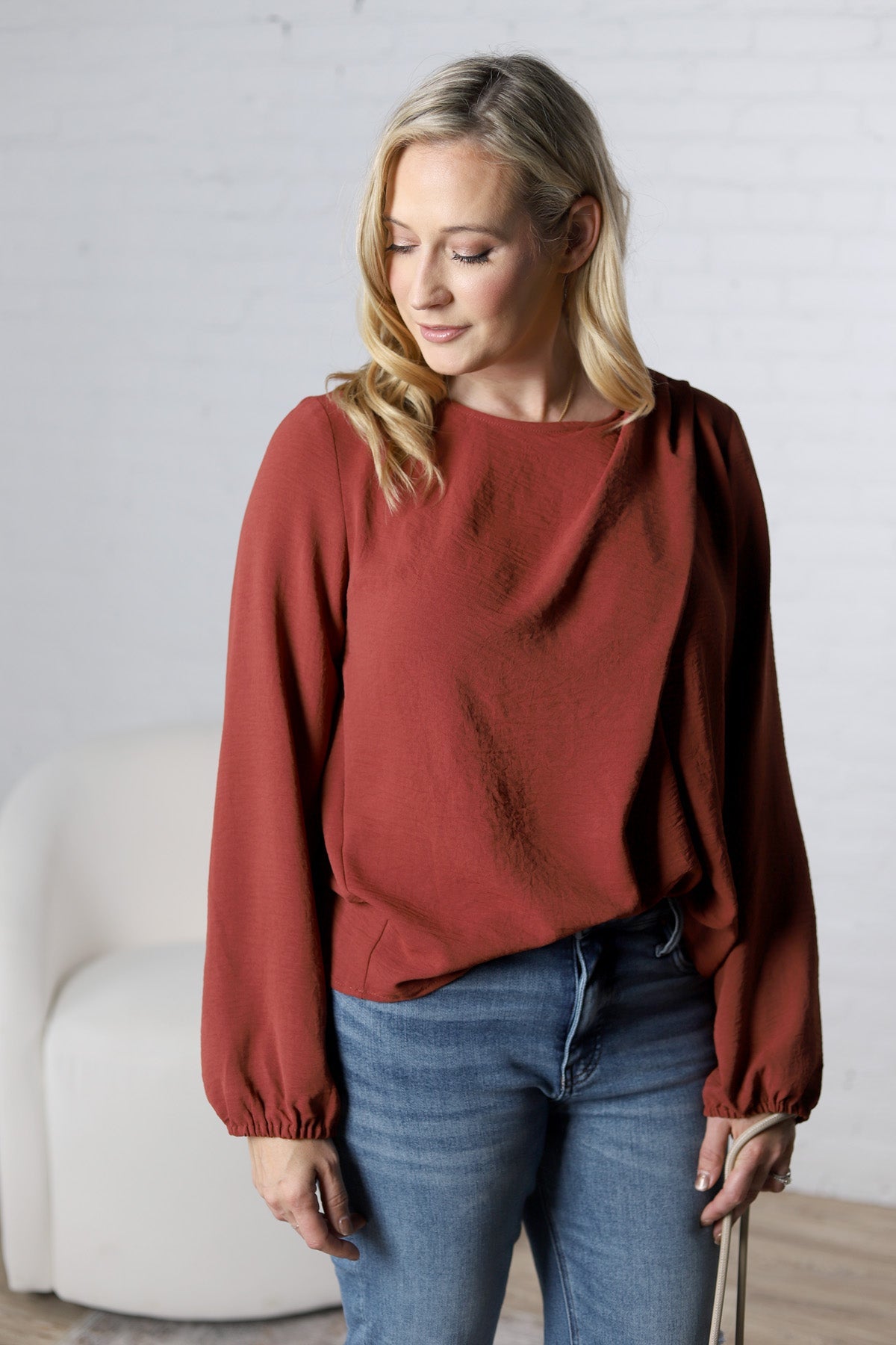 Harlowe Shoulder Shirring Detail Blouse