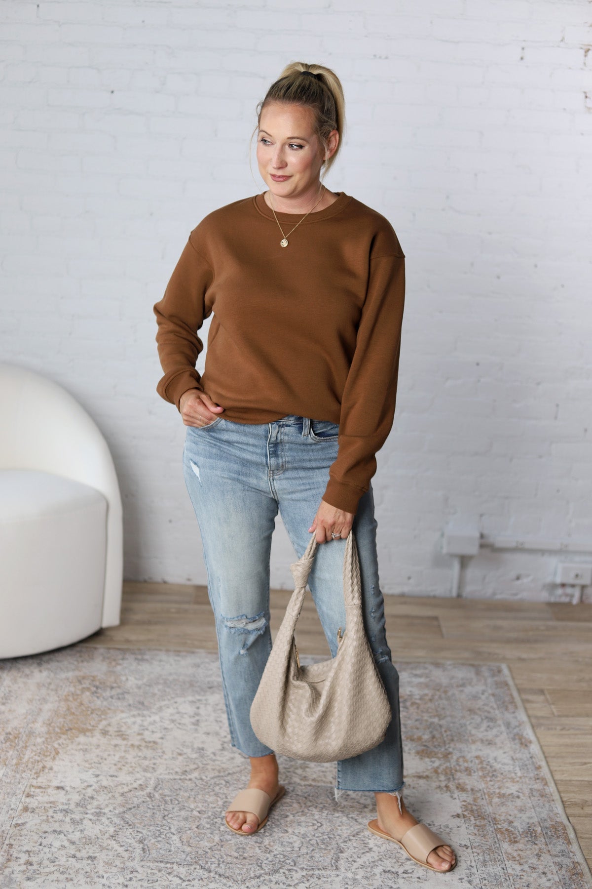 Harper Classic Fit Fleece Sweatshirt - Dust - FINAL SALE