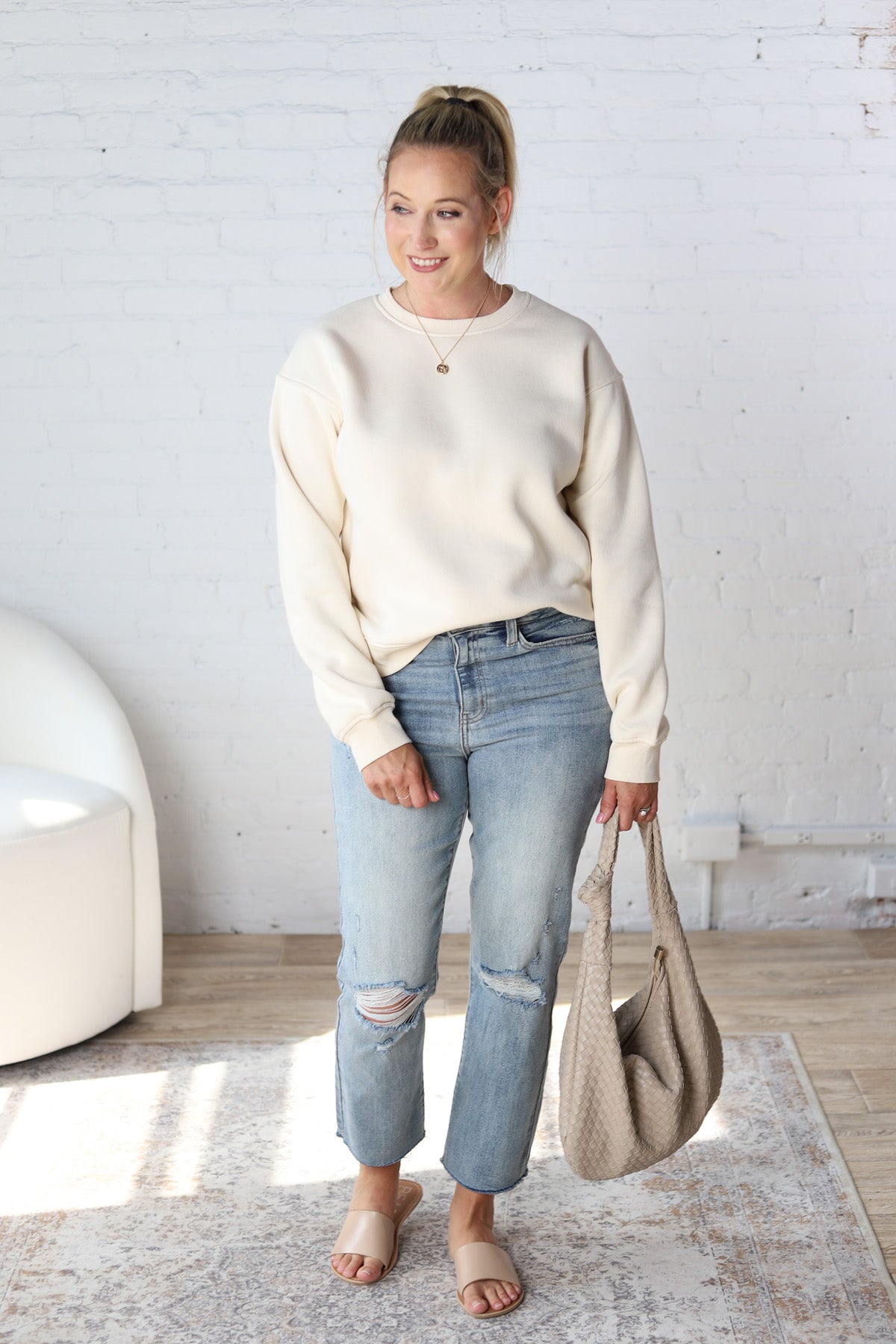 Harper Classic Fit Fleece Sweatshirt - Ivory