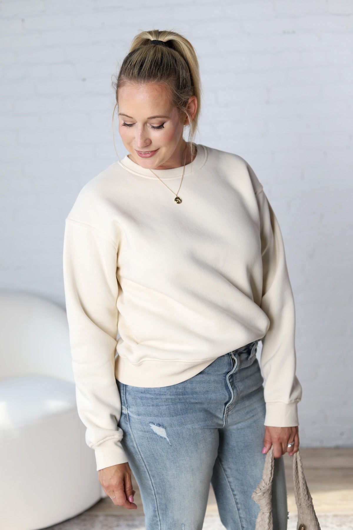 Harper Classic Fit Fleece Sweatshirt - Ivory