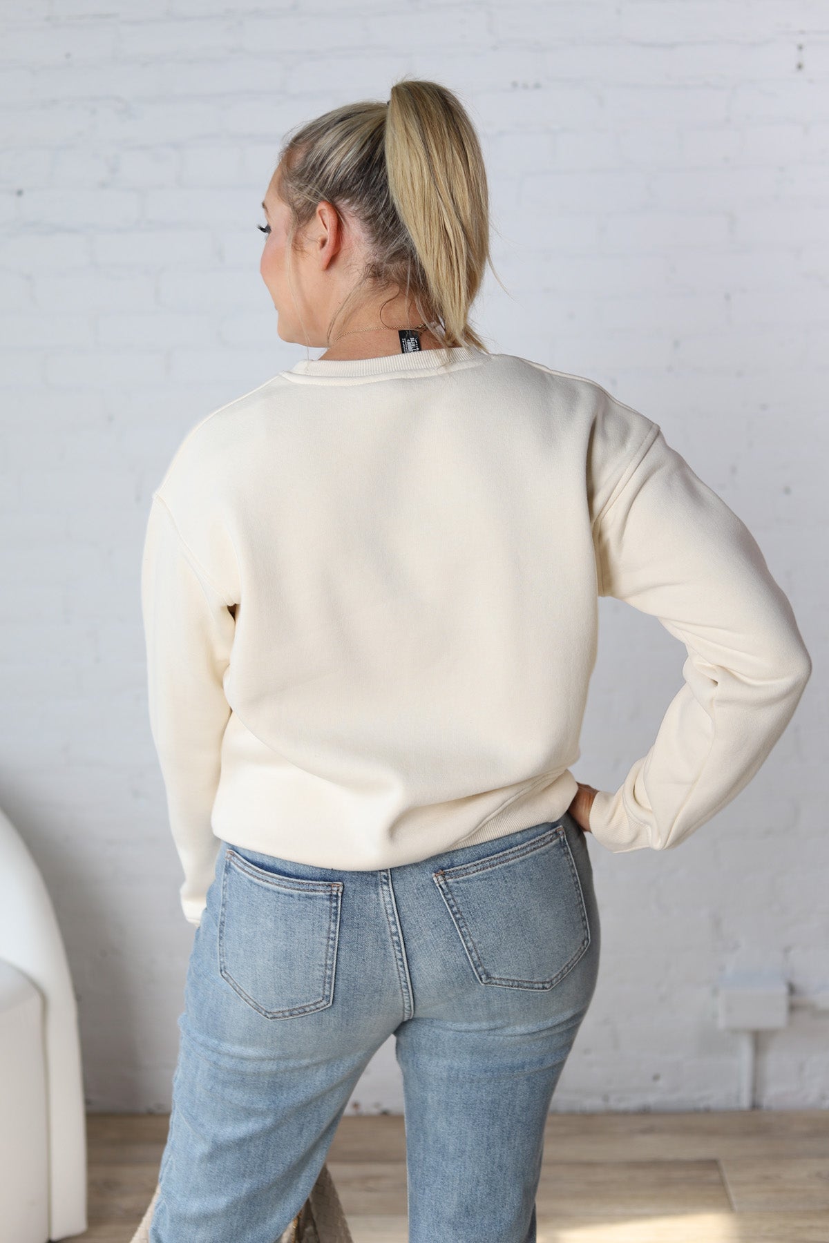 Harper Classic Fit Fleece Sweatshirt - Ivory - FINAL SALE