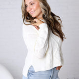 Hartley Cable Knit Sweater - White
