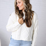 Hartley Cable Knit Sweater - White FINAL SALE