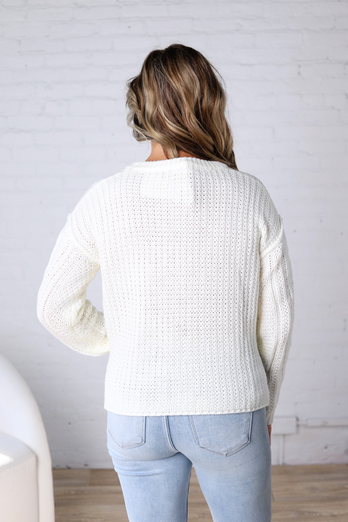 Hartley Cable Knit Sweater - White FINAL SALE