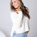 Hartley Cable Knit Sweater - White FINAL SALE