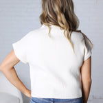 Hartlyn Ribbed Mock Neck Cap Sleeve Sweater - French Vanilla - FINAL SALE