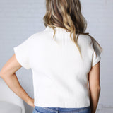 Hartlyn Ribbed Mock Neck Cap Sleeve Sweater - French Vanilla - FINAL SALE