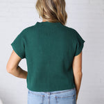Hartlyn Ribbed Mock Neck Cap Sleeve Sweater - Hunter Green