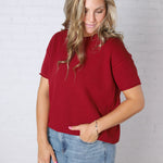 Hattie Viscose Short Sleeve Sweater - Cabernet