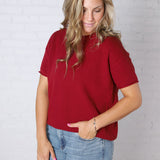 Hattie Viscose Short Sleeve Sweater - Cabernet