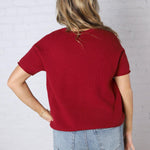 Hattie Viscose Short Sleeve Sweater - Cabernet