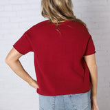 Hattie Viscose Short Sleeve Sweater - Cabernet