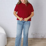 Hattie Viscose Short Sleeve Sweater - Cabernet