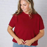 Hattie Viscose Short Sleeve Sweater - Cabernet