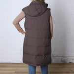 Havana Detachable Hood Zipper Puffer Vest - Ash Brown
