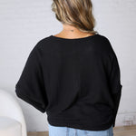 Haven Rib Brushed Knit Top - Black