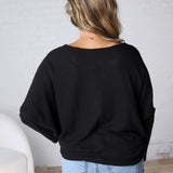 Haven Rib Brushed Knit Top - Black