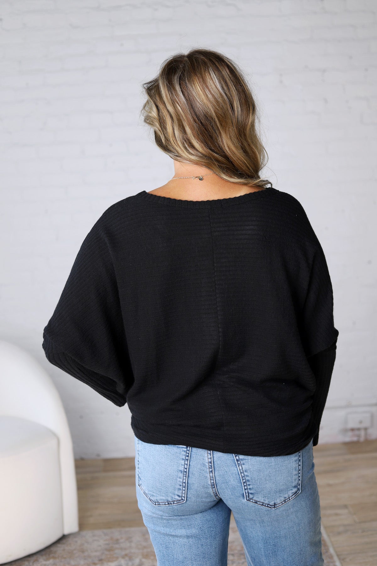Haven Rib Brushed Knit Top - Black