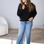 Haven Rib Brushed Knit Top - Black