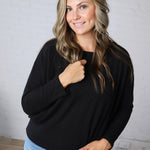 Haven Rib Brushed Knit Top - Black