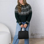 Hazel Holiday Fair Isle Knit - Hunter Green