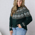 Hazel Holiday Fair Isle Knit - Hunter Green