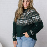 Hazel Holiday Fair Isle Knit - Hunter Green