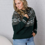 Hazel Holiday Fair Isle Knit - Hunter Green