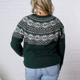 Hazel Holiday Fair Isle Knit - Hunter Green