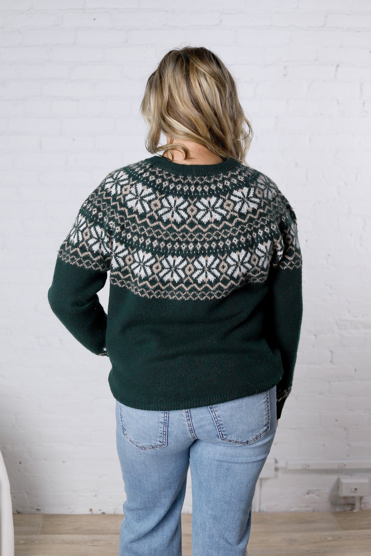 Hazel Holiday Fair Isle Knit - Hunter Green