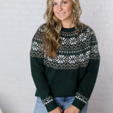 Hazel Holiday Fair Isle Knit - Hunter Green