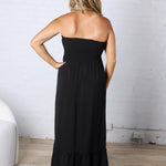 Hazel Smocked Top Maxi Dress - Black