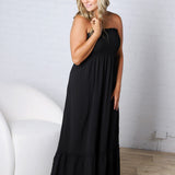 Hazel Smocked Top Maxi Dress - Black