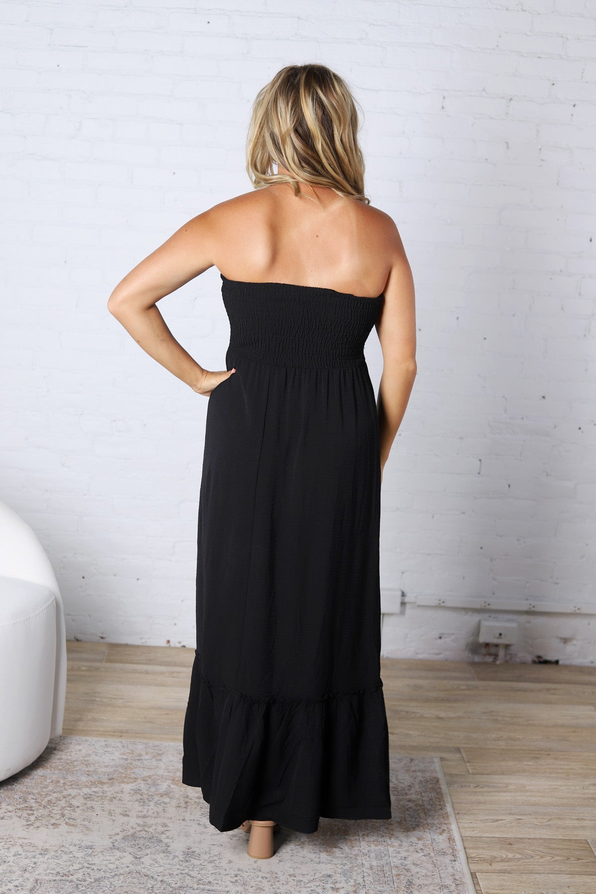Hazel Smocked Top Maxi Dress - Black FINAL SALE
