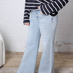 Hedra Low Rise Wide Leg Raw Cut Hem - Risen Jeans
