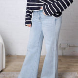 Hedra Low Rise Wide Leg Raw Cut Hem - Risen Jeans