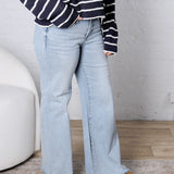 Hedra Low Rise Wide Leg Raw Cut Hem - Risen Jeans