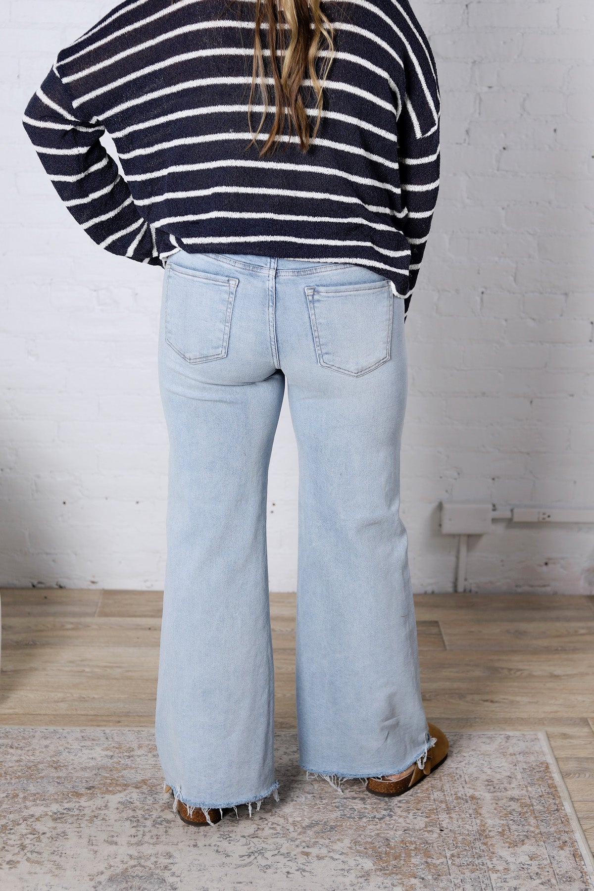 Hedra Low Rise Wide Leg Raw Cut Hem - Risen Jeans