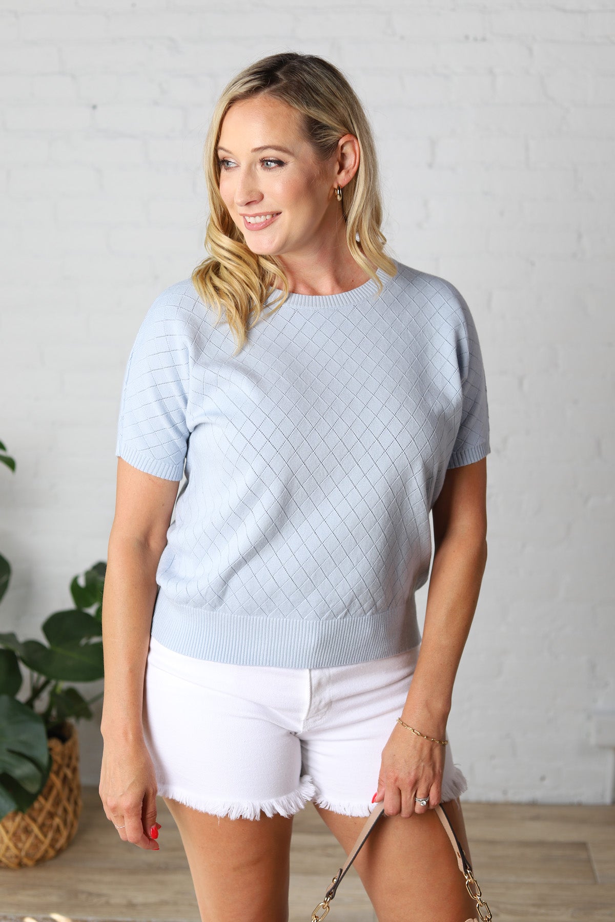 Helina Soft Short Dolman Sleeve Top - Powder Blue - FINAL SALE